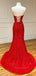 Red Sweetheart Mermaid Long Evening Prom Dresses, Appliques Floor-length Prom Dress, PM0537