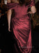 Off Shoulder High Slit Mermaid Long Evening Prom Dresses, Satin Elegant Prom Dress, PM0541