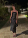 Strapless Mermaid Black Long Evening Prom Dresses, Sleeveless Backless Prom Dress, PM0544