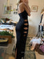 Black Backless Mermaid Long Evening Prom Dresses, Halter V-neck Prom Dress, PM0546