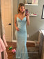 Spaghetti Straps V-neck Sheath Mermaid Long Evening Prom Dresses, Simple Sleeveless Prom Dress, PM0547