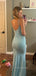 Spaghetti Straps V-neck Sheath Mermaid Long Evening Prom Dresses, Simple Sleeveless Prom Dress, PM0547