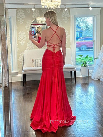 Floor-length Side Slit Sheath Long Evening Prom Dresses,Spaghetti Straps Mermaid Prom Dress, PM0548