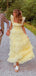 Beautiful A-line Yellow Tulle Long Evening Prom Dresses, PM0549