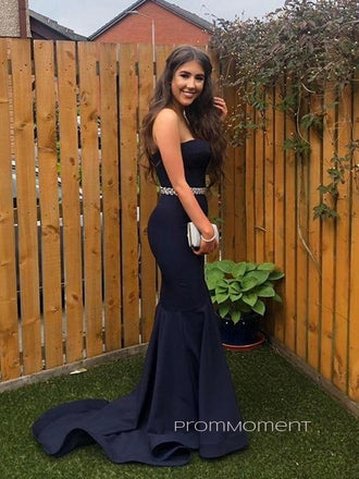 Strapless Sleeveless Mermaid Long Evening Prom Dresses, Popular Backless Prom Dress, PM0558