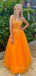 Beautiful A-line V-back Straps Long Evening Prom Dresses, V-neck Sleeveless Prom Dress, PM0560