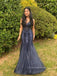 V-neck Sarkly Mermaid Straps Long Evening Prom Dresses, Sheath Sleeveless Prom Dress, PM0565