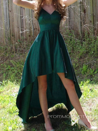 V-neck Spaghetti Straps A-line Long Evening Prom Dresses, Sleeveless Backless Prom Dress, PM0570