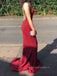 Beautiful Backless Floor-length Mermaid Long Evening Prom Dresses, Sleeveless Burgundy Prom Dress, PM0571