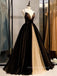 V-neck Spaghetti Straps A-line Long Evening Prom Dresses, Sleeveless Backless Prom Dress, PM0581