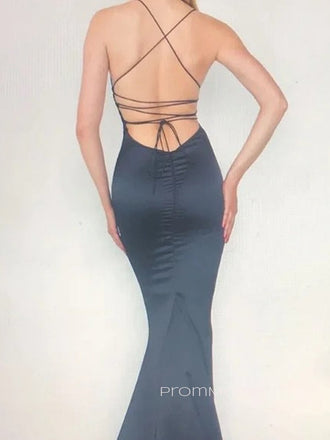 Popular Spaghetti Straps Mermaid Long Evening Prom Dresses, Sexy Backless Sheath Prom Dress, PM0582