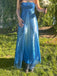Spaghetti Straps Sleeveless Long Evening Prom Dresses, Backless Tulle Satin Prom Dress, PM0587