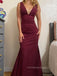 V-neck Straps Sparkly Mermaid Long Evening Prom Dresses, Sleeveless Prom Dress, PM0595