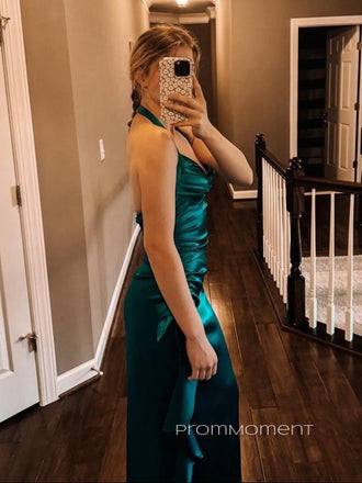 V-neck Straps Sleeveless Halter Mermaid Long Evening Prom Dresses, Backless Prom Dress, PM0601