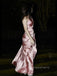 V-neck Halter Sleeveless Mermaid Long Evening Prom Dresses, Satin Backless Prom Dress, PM0610
