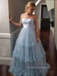 Strapless Sleeveless A-line Long Evening Prom Dresses, Backless Prom Dress, PM0612