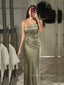 Satin One Shoulder Mermaid Backless Long Evening Prom Dresses, Sleeveless Prom Dress, PM0614