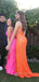 Unique V-neck Side Slit Backless Mermaid Long Evening Prom Dresses, Sequins Sleeveless Prom Dress, PM0622