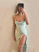 Spaghetti Straps Sexy Backless Mermaid Long Evening Prom Dresses, High Slit Prom Dress, PM0629