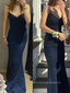 Sparkly V-neck Spaghetti Straps Long Evening Prom Dresses, Mermaid Sleeveless Prom Dress, PM0644