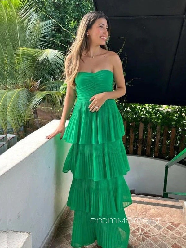 Strapless Sweetheart Sleeveless Long Evening Prom Dresses, Green A-line Prom Dress, PM0654