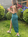 High Slit Straps Backless Long Evening Prom Dresses, Mermaid Sheath Sleeveless Prom Dress, PM0655