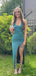 High Slit Straps Backless Long Evening Prom Dresses, Mermaid Sheath Sleeveless Prom Dress, PM0655