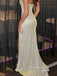 Ivory Strapless V-neck High Slit Long Evening Prom Dresses, Mermaid Floor-length Sleeveless Prom Dress, PM0666