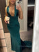 Deep V-neck Mermaid Satin Long Evening Prom Dresses,  Floor-length Sleeveless Prom Dress, PM0668