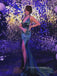 Spaghetti Straps Deep V-neck Mermaid Long Evening Prom Dresses,  Floor-length Backless High Slit Prom Dress, PM0669