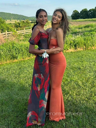 Strapless Deep V-neck Unique Mermaid Long Evening Prom Dresses, Sheath Sleeveless Prom Dress, PM0672