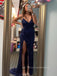 Deep V-neck Spaghetti Straps Sequins Long Evening Prom Dresses, Sparkly Side Slit Mermaid Prom Dress, PM0677