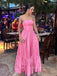 Strapless Sleeveless Beautiful A-line Long Evening Prom Dresses, Backless Pink Prom Dress, PM0679