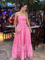 Strapless Sleeveless Beautiful A-line Long Evening Prom Dresses, Backless Pink Prom Dress, PM0679