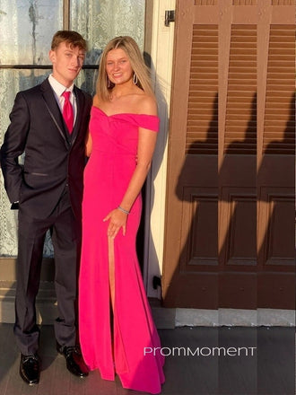 Elegant Off Shoulder Side Slit Mermaid Long Evening Prom Dresses, Strapless Prom Dress, PM0682