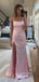 Spaghetti Straps Mermaid High Slit Long Evening Prom Dresses,Sleeveless Prom Dress, PM0683