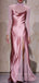 Unique Long Sleeves Side Slit Long Evening Prom Dresses, Pink Prom Dress, PM0687
