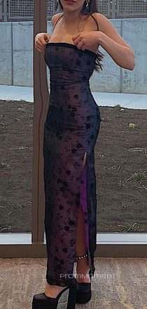 Strapless Sleeveless Sheath High Slit Long Evening Prom Dresses, Simple Mermaid Backless Prom Dress, PM0689