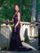 Sexy Backless Spaghetti Straps Deep V-neck Mermaid Long Evening Prom Dresses, Sequins Purple Prom Dress, PM0695