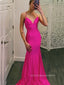 Beautiful V-neck Spaghetti Straps Mermaid Long Evening Prom Dresses, Backless Floor-length Prom Dress, PM0704