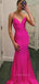 Beautiful V-neck Spaghetti Straps Mermaid Long Evening Prom Dresses, Backless Floor-length Prom Dress, PM0704