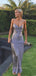 Spaghetti Straps V-neck Mermaid Long Evening Prom Dresses, Satin Sleeveless Backless Prom Dress, PM0705