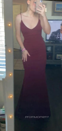 Popular Simple V-neck Spaghetti Straps Mermaid Long Evening Prom Dresses, Sleeveless Prom Dress, PM0710