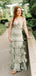 Deep V-neck Straps Mermaid Side Slit Long Evening Prom Dresses, Backless Prom Dress, PM0712