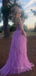 A-line Strapless Sleeveless Lovely Long Evening Prom Dresses, Backless Floor-length Purple Prom Dress, PM0713