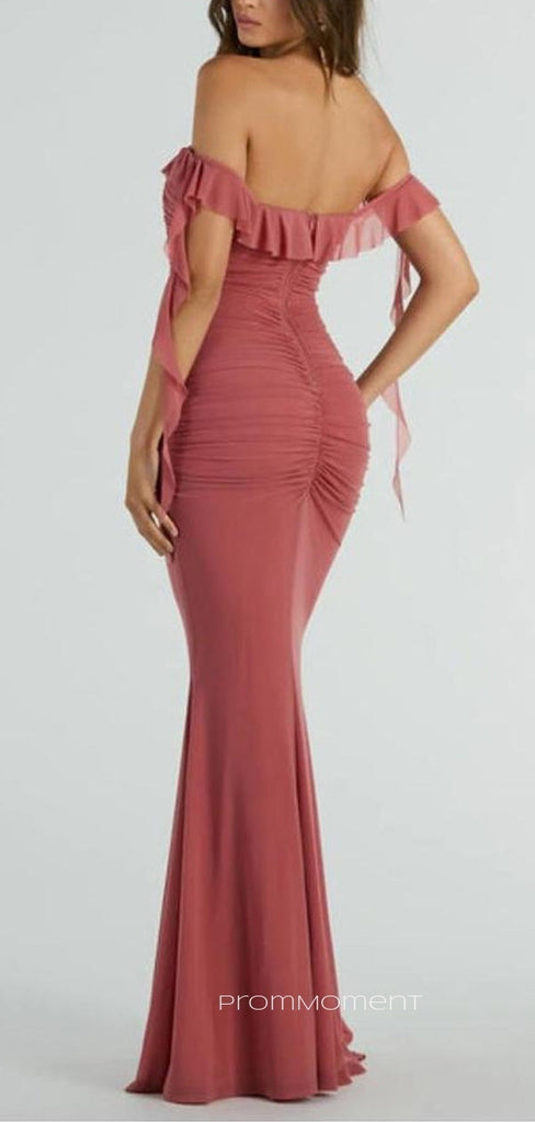 Off Shoulder Mermaid Backless Long Evening Prom Dresses, Sheath Strapless Prom Dress, PM0714