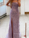 Strapless Side Slit Mermaid Purple Long Evening Prom Dresses, Backless Floor-length Sleeveless Prom Dress, PM0717