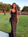Spaghetti Straps Sleeveless Mermaid Long Evening Prom Dresses, Black Sheath Prom Dress, PM0719