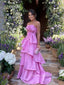 Strapless A-line Unique Long Evening Prom Dresses, Backless Sleeveless Floor-length Prom Dress, PM0725