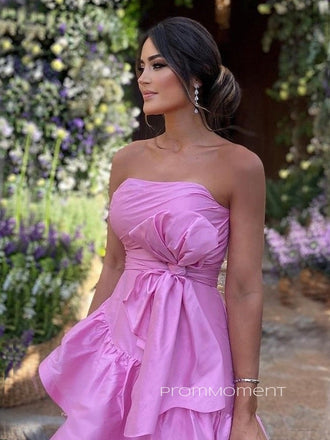 Strapless A-line Unique Long Evening Prom Dresses, Backless Sleeveless Floor-length Prom Dress, PM0725